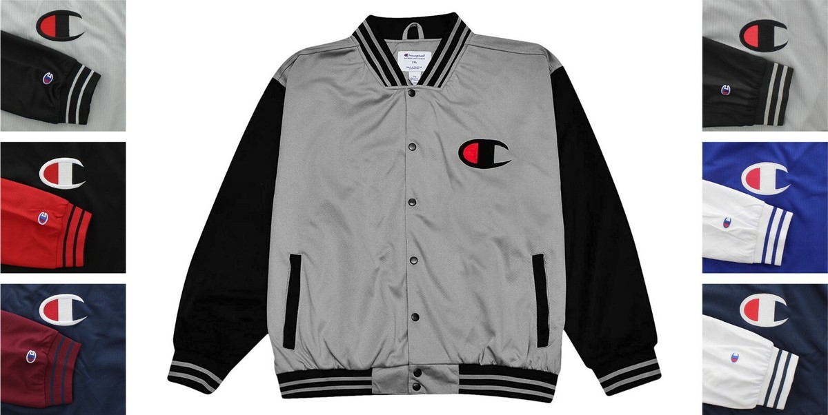 Champion Men's Varsity Track Jacket Big & Tall Snap Closure Champion Men's Varsity Track Jacket Big & Tall Snap Closure