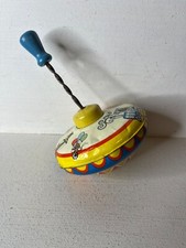 Vintage Ohio Art Circus Animals Train Tin Litho Metal Toy Spinning Top Works