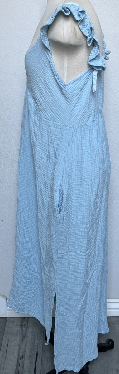 Magaschoni Organic Cotton Light Blue Gauze Flowing Maxi Dress Medium | eBay
