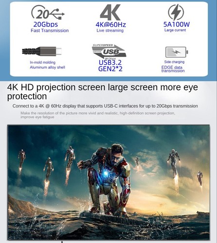 USB-C 3.2 Gen Type C 20Gbps 4K@60Hz 100W PD Charging Thunderbolt 3 Cable 3m - Picture 12 of 17