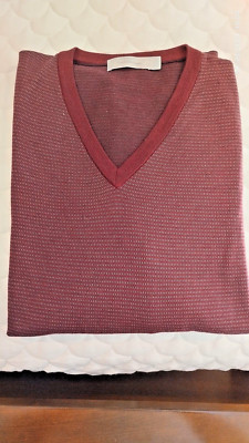 Ermenegildo Zegna Beautiful Sweater Maroon color Strips Sz US XL