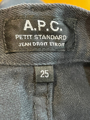 APC Petit Standard Jean Droit Etroit Black Size 25X31 Button Fly