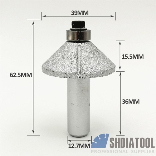 SHDIATOOL 1pc Vacuum Brazed Diamond Router Bits With 1/2" Shank For Stone Marble - Picture 28 of 43