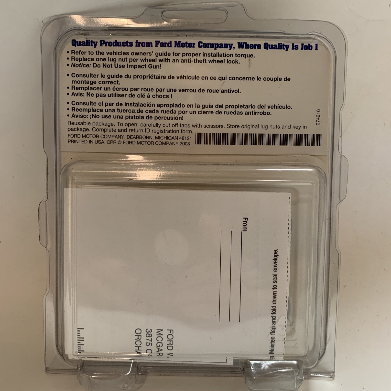 Ford Anti Theft Wheel Locks 3C3JIA043AA New in Package eBay