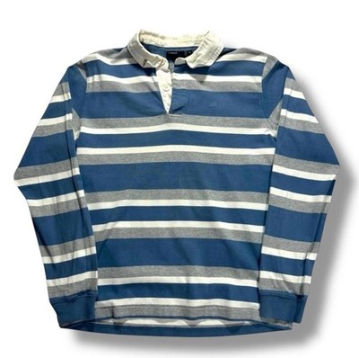 Vintage 90s Quebramar Mens Striped Long Sleeve Rugby Polo Size M