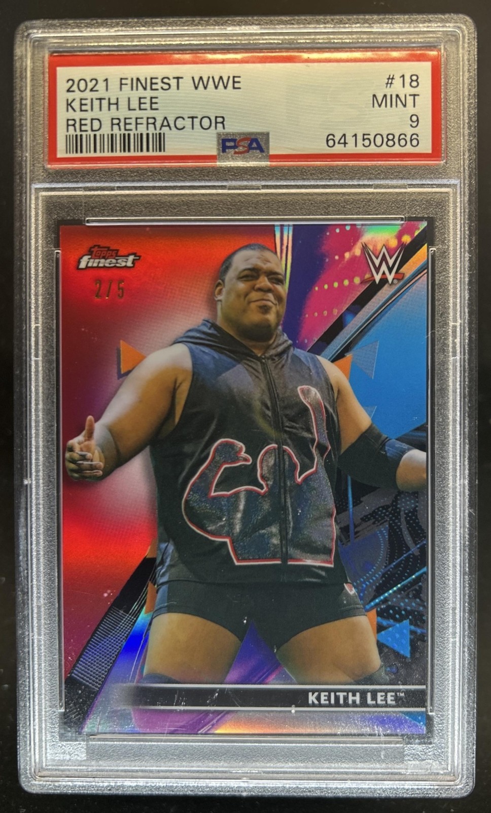 2021 Topps Finest WWE Keith Lee Red Refractor #/5 PSA 9