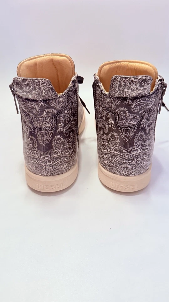 Zapatilla deportiva Diesel S-Nentish para hombre de caña alta negra/concha de arena cachemira EE. UU. 9 RARA Foto 2 de 4