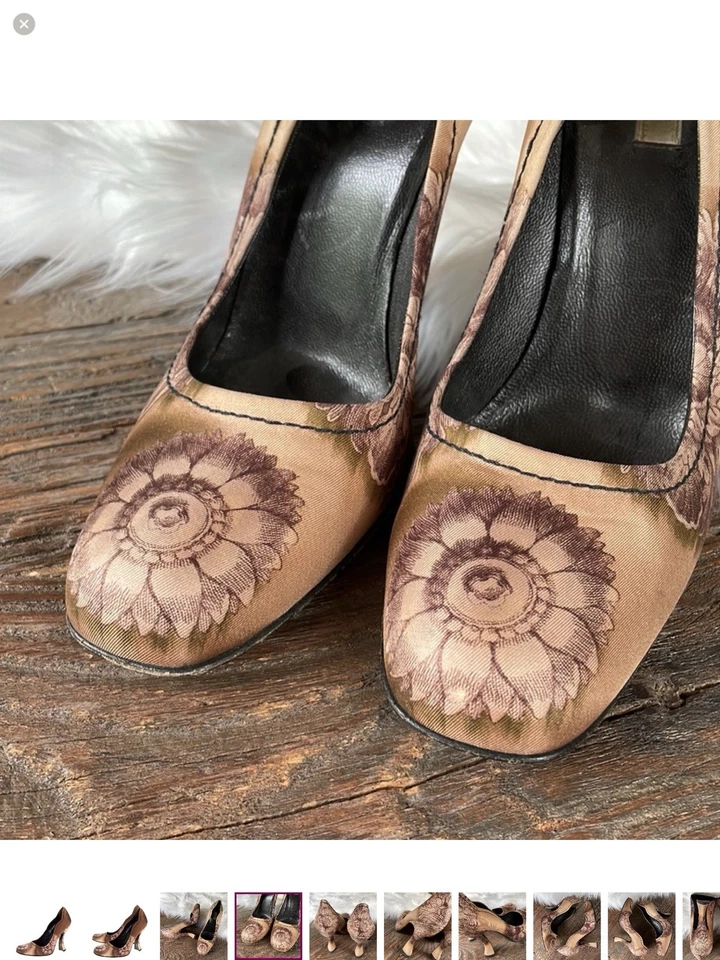 Prada изогнутый каблук шелк цветочный насос размер 40 - Изображение 4 из 4