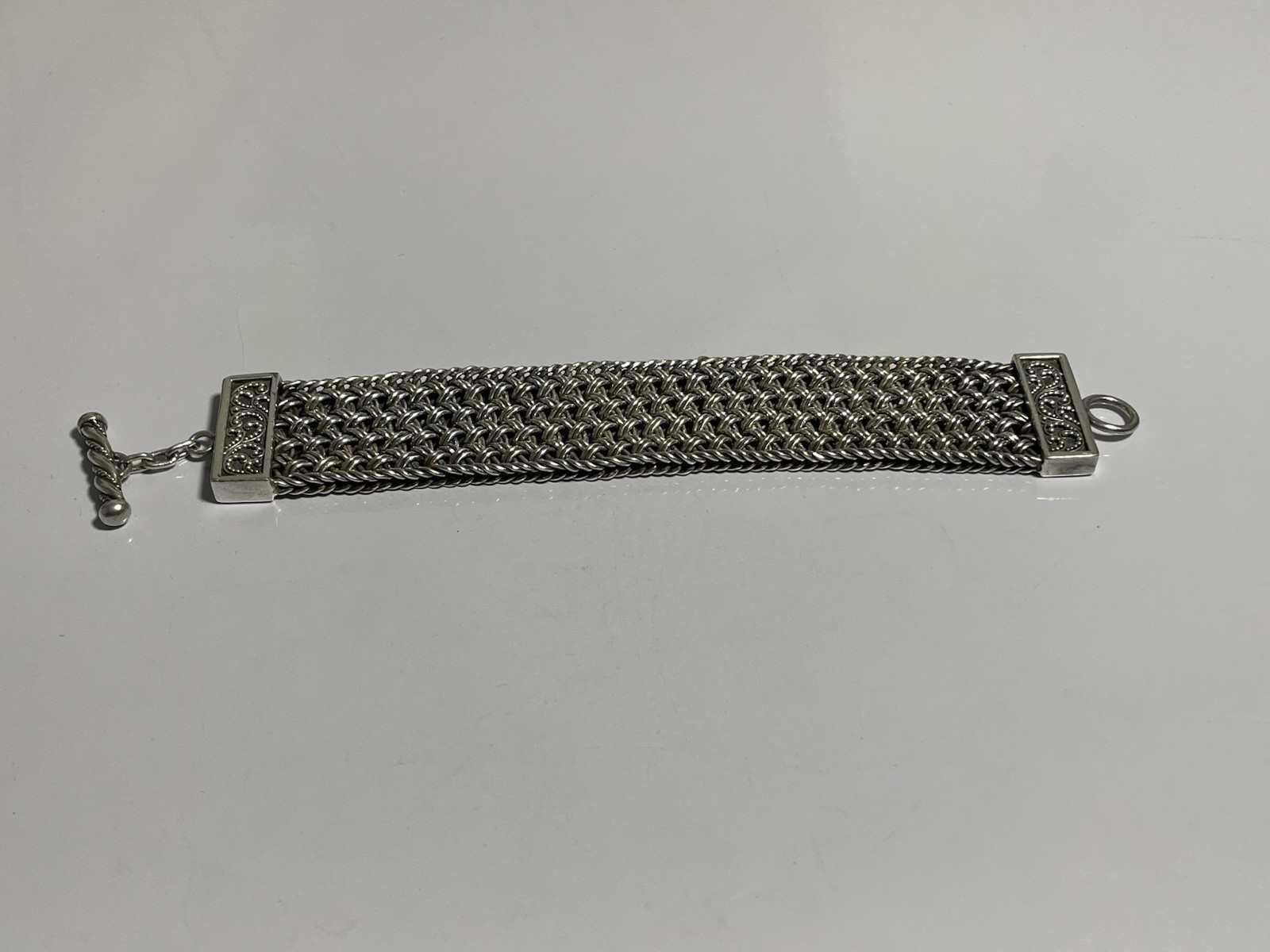 90g VTG Lois Hill Indonesia Sterling Silver 925 Mesh Woven Artisan Bracelet 7.25