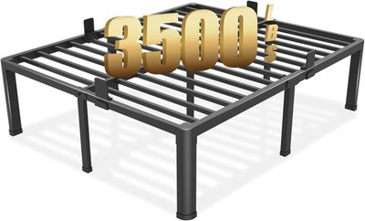 18 inch Queen Bed Frame with Round Corner Legs Mattress Slide Stopper,3500 lbs