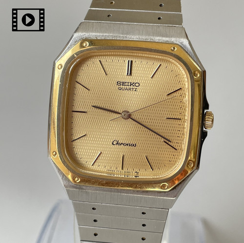 Seiko Chronos 7731-5130 Vintage 1985 [US Stock] 32mm Gold Men's Qz Watch *N.Mint