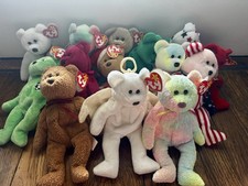 Ty Beanie Babies Bears Lot with Tags, Various Colors and Designs