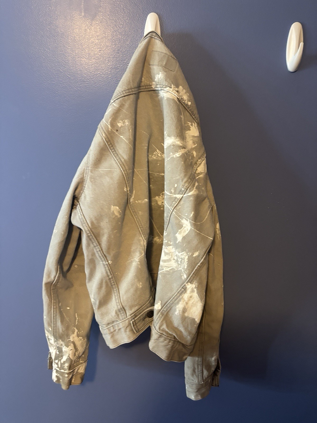 Gray White Paint Splatter Button Front Denim Jack… - image 1