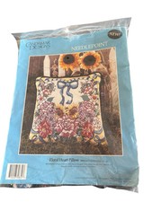 Candamar Designs FLORAL HEART PILLOW Needlepoint Kit 14  x 14   30832 BRAND NEW
