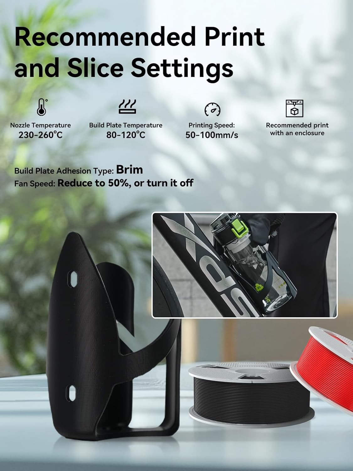 SUNLU ASA 3D Drucker Filament 1.75mm 2*1KG UV/Regen/Hitzebeständig Schwarz - Bild 2