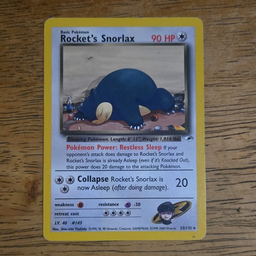 Pokemon Rocket's Snorlax 33/132 Gym Heroes Unlimited Rare English