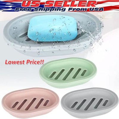Bathroom Water Draining Soap Dish Case Holder Drainer Soap Saver Storage Box New