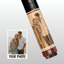 Couple Memory Custom Pool Cue   Your Photo on Carbon Fiber Cue - Made to Order