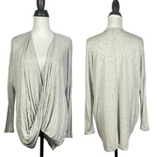 Cabi 3245 Small Taylor Twist Heather Gray Long Sleeve Draped Front Knit Top