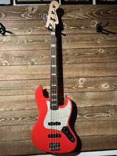 Squier Custom Upgraded Jazz Bass - Race Red U...
