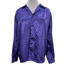 Ann Chabot Purple Button Down Shirt Women's Size 16 Diamond Pattern Vintage 16