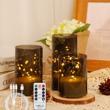 Batteriebetriebene Kerzen flackernde Kerze 3er LED Kerzenlicht USB-Aufladung
