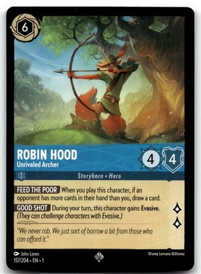 Robin Hood Unrivaled Archer The First Chapter 157/204 Super Rare Lorcana TCG NM