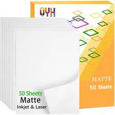 Sticker for Inkjet Printer - 50 Sheets Matte White Waterproof Printable Vinyl...