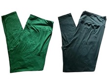 LuLaRoe Solid Green TC2 Leggings Staple Holiday Christmas St Patrick 2 Pack NWOT