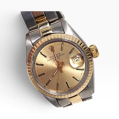 Rolex Ladies Date 26mm Two Tone Oyster Champagne Automatic Watch 6917 Circa 1979