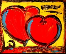 HEARTS   Abstract Modern Original Oil Painting  CANVAS BY KAZAV TJ7U-8