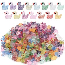 240pcs Mini Glitter Ducks - Colorful Tiny Small Little Resin Multicolored