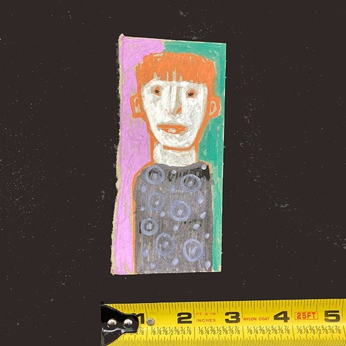 Portrait Painting Man Bezzie Ginger Nerdy Geek Painterly Naive Outsider Art - Picture 3 of 13