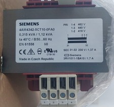 Siemens 4AM4342-5CT10-0FA0 Transformator 0,315/1,12 kVA 462/440/418V