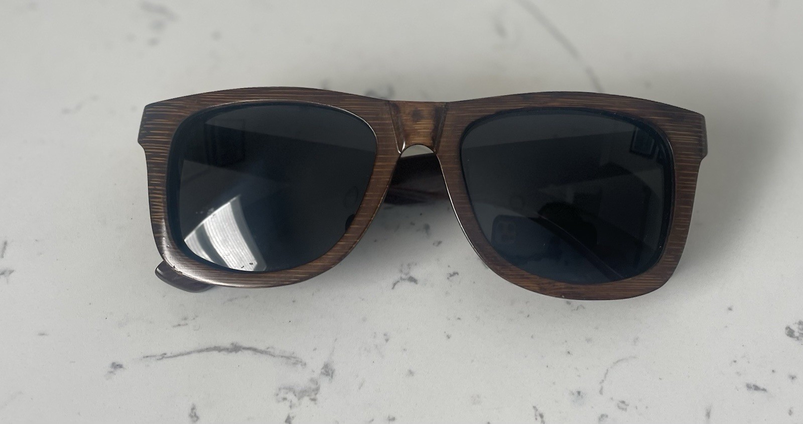 Walnut unisex rectangular sunglasses Excellent Co… - image 4