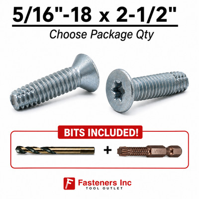 5/16''-18 x 2-1/2'' Self Tapping Flooring Floorboard Screw Torx Zinc Plated Type F