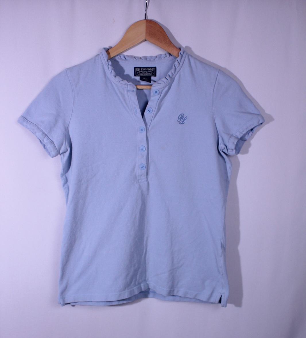 Y2K Ralph Lauren Polo Jeans Womens baby blue preppy top