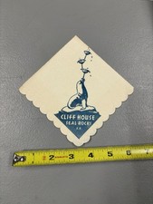 1939-40’s Cocktail Napkin From Iconic Cliff House Seal Rocks San Francisco 