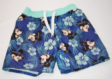 Disney Old Navy Mickey Mouse Face Allover Tropical Blue Swim Trunks Size 12-18M