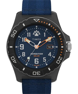 Herrenuhr neu Timex Expedition North Freedive Ozean solarbetrieben blaues Armband