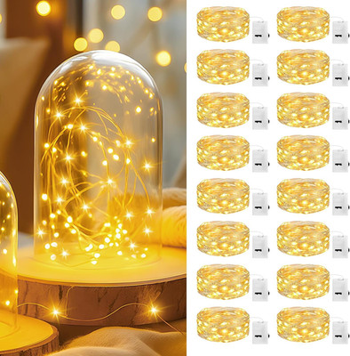16 Stück Mini LED Lichterkette Mit Batterie, 2M 3 Modes Kleine Lichterkette Wass