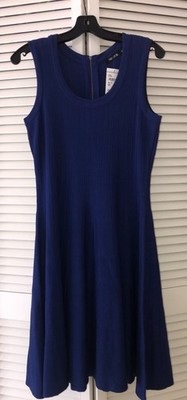 NIC + ZOE   Blue Sleeveless Fit and Flare  Knit Dress Size small petite New