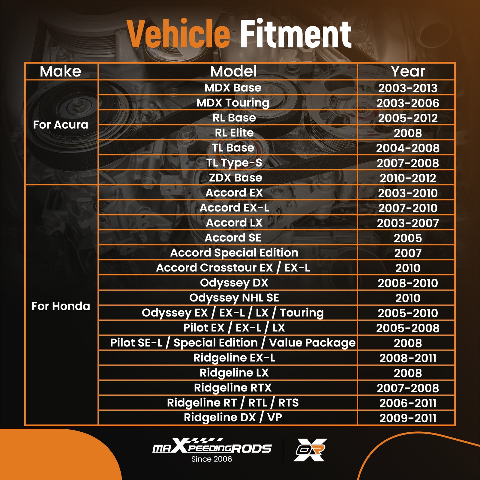 Belt Tensioner Assembly for Honda Pilot EX-L 2005-2008 04317RCA305 K060841