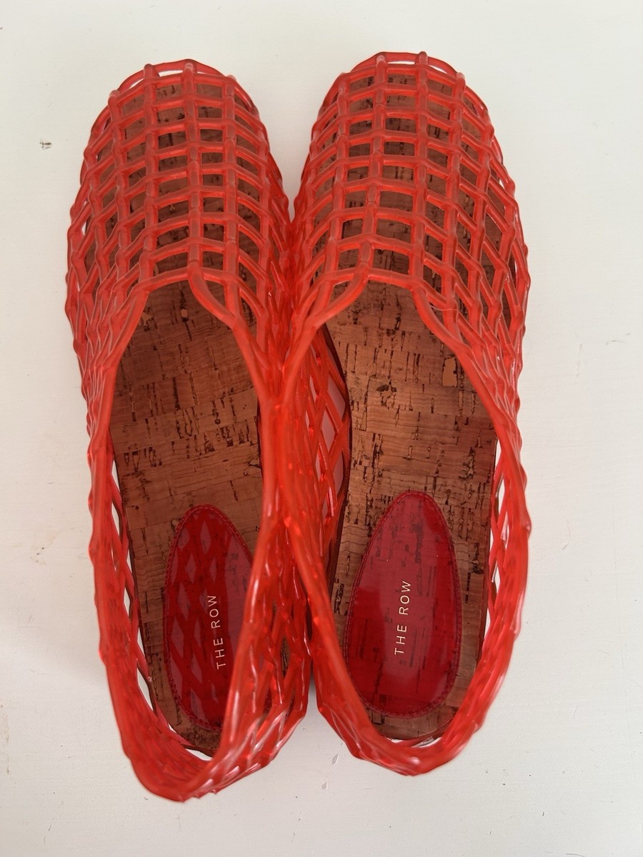 The Row Mara Fishnet Sandals Red Jelly Plastic PVC Cut Out Cage