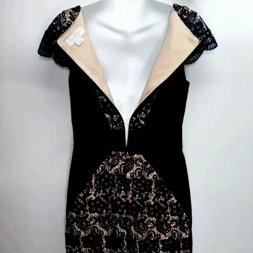 Jessica Simpson Women's Black Lace & Sleeve Lined Short Evening Dress Size 6 - image 4 of 4