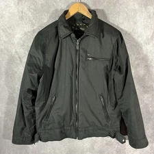 Louis Philippe Jacket Mens Medium M Black Lined Zip Pockets Collared Zip Up Coat