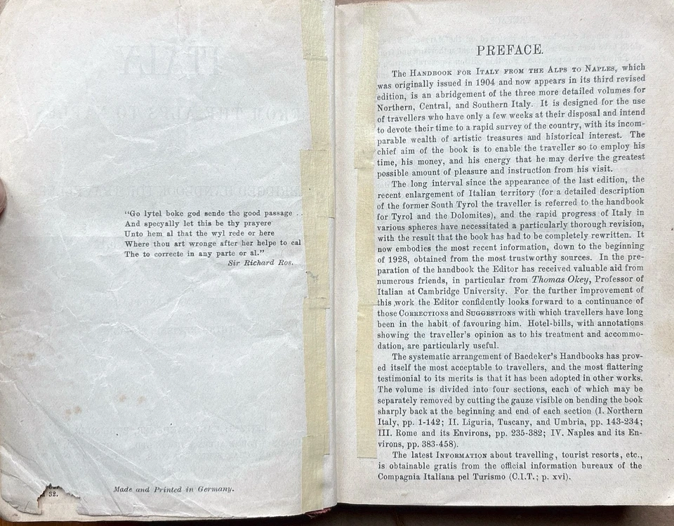 Rare 1928 Italy Handbook For Travellers Baedeker Alps to Naples 93 Maps & Plans - Image 4 of 4