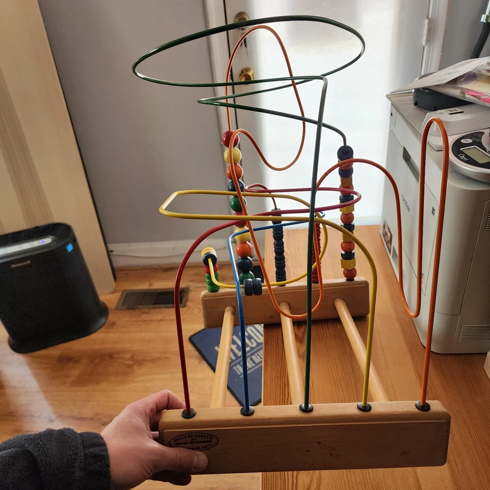 Montaña rusa educativa grande Anatex vintage laberinto de cuentas metal y madera ~ LEER Foto 3 de 4