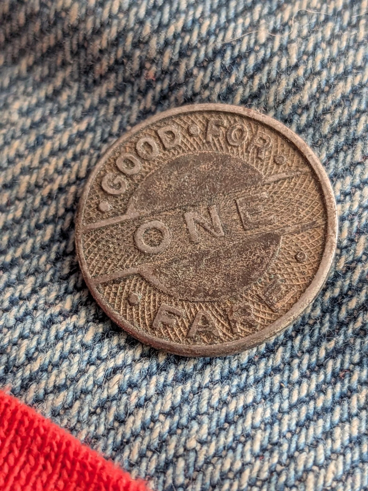 Vintage c. 1940's East Bay Oakland, CA "Key System One Fare" Transit Token image 1