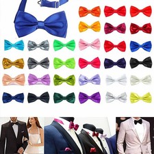 Mens Pre-tied Satin Bow Tie Adjustable Formal Tuxedo Wedding Party Necktie New